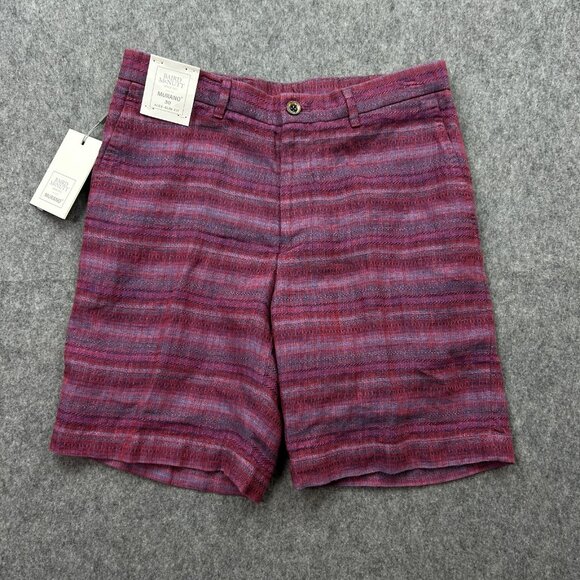 Murano Baird McNutt Alex Slim Fit Linen Shorts Men's Size 30 Fuchsia Stripe NWT - Picture 1 of 10